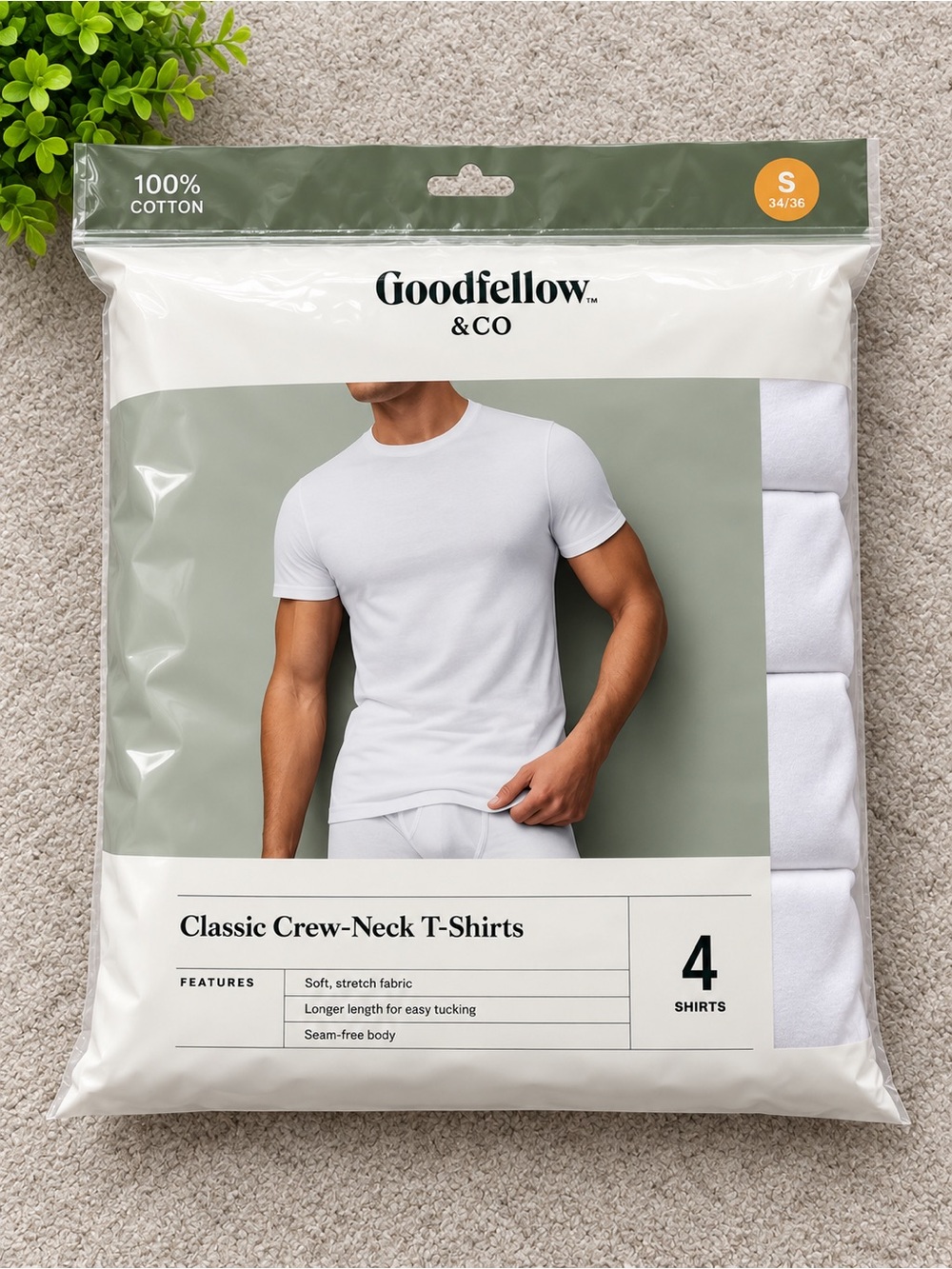 Goodfellow & Co Men's Crew-Neck T-Shirts - White (4 Pack)